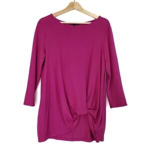 Gibson | Magenta Twist Front Soft Knit Top